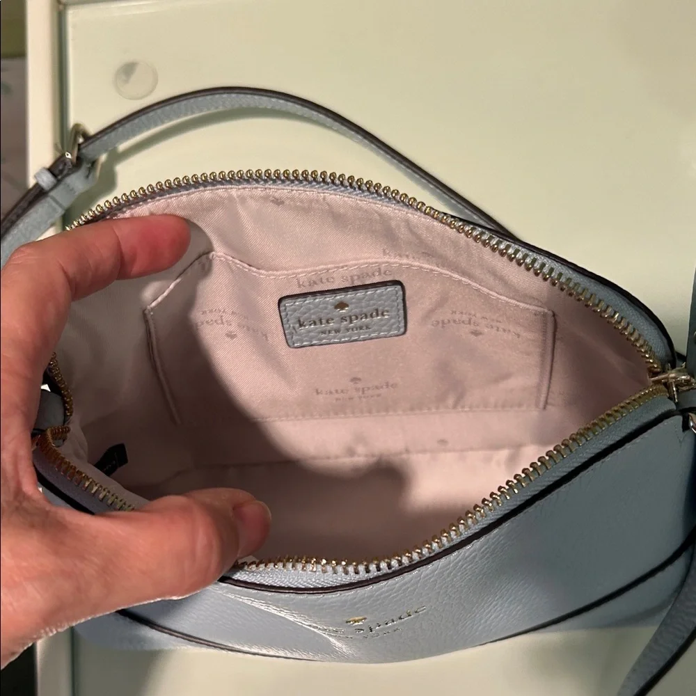 NWT Kate Spade Hanna Sky Blue Pebbled Leather Southport Ave Dome Crossbody Bag